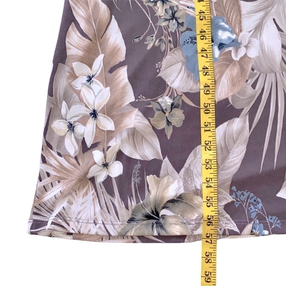 WINDSOR Maxi Dress Surplice Wrap Tropical Floral Lavender Tan Pale Blue Women L - Picture 8 of 10